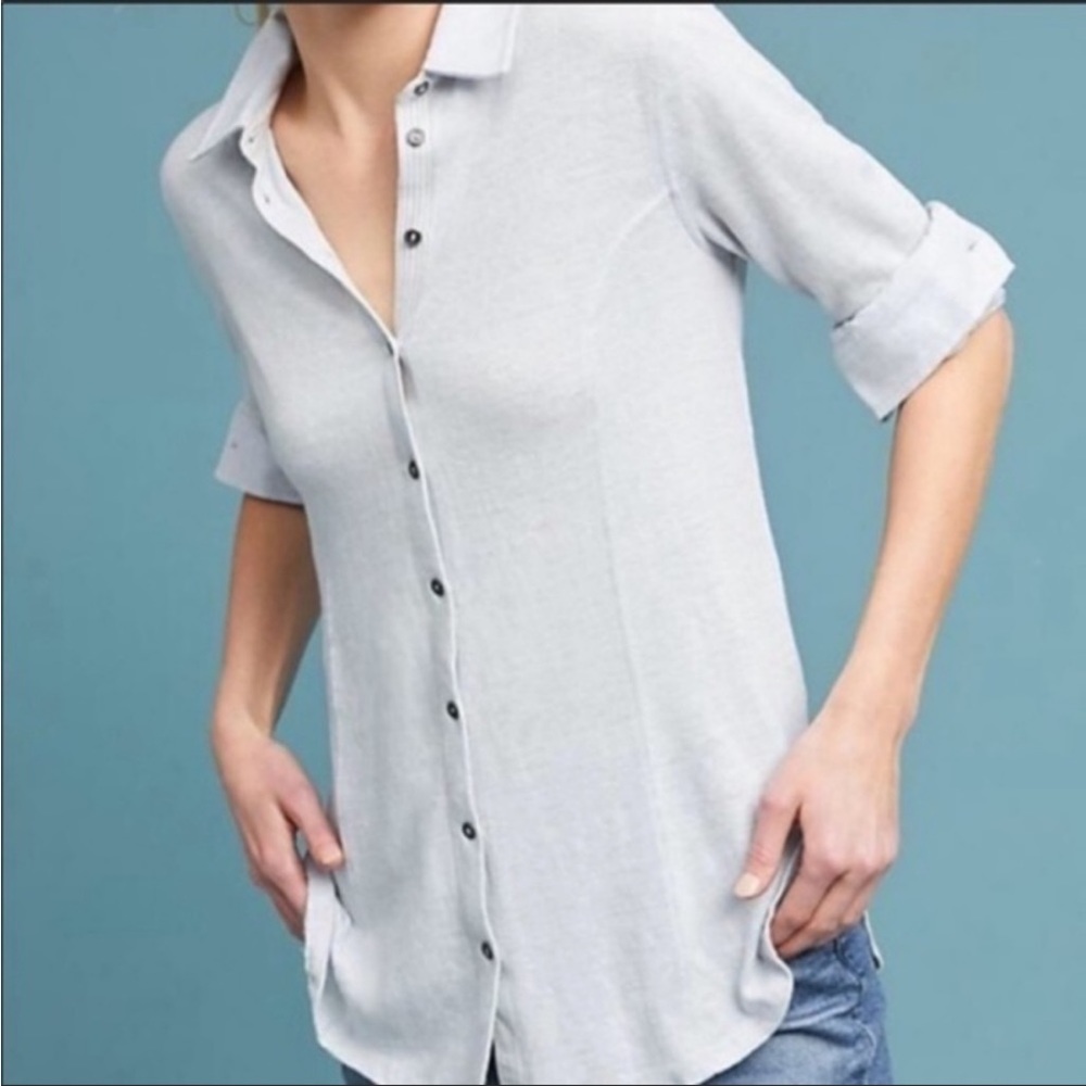 Anthropologie Maeve Linen Blend Button Down Shirt